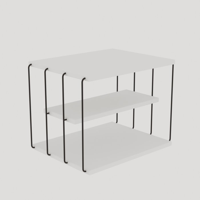 Hanah Home Mesa Lateral 2 Niveles Blanco y Negro 50x33x40cm